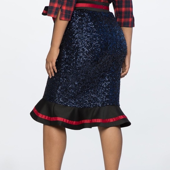 Dark Navy column skirt with flounce  NWT - Picture 2 of 3